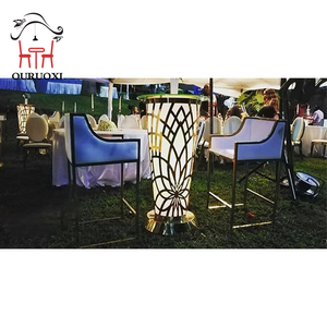 Led mesa de club nocturno redonda de acero inoxidable oro al aire libre bar mesa de fiesta - Product Image 6