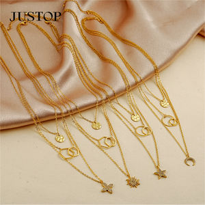 Collier long pendentif OEM/OEM Vente en gros Personnalisé Étanche Acier inoxydable Plaqué or argent Chaîne à maillons Unisexe Tendance Mode - Product Image 2