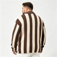 Pulls en maille pour hommes à col polo, rayés marron, style décontracté et tendance, avec broderie de lettres et patchs, certifiés BSCI