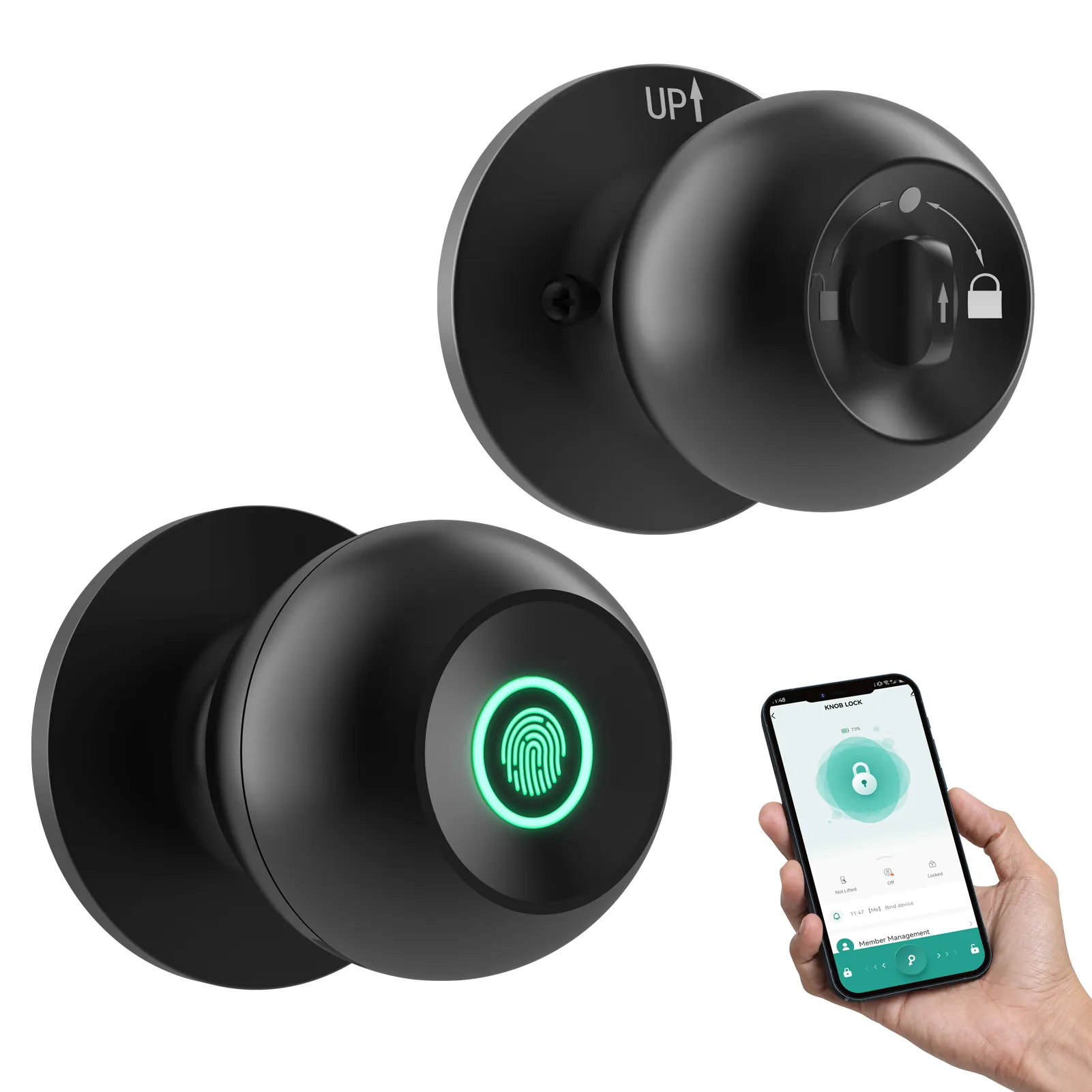 Gosund Quick Release Ball Smart Deur Knop Biometrische Vingerafdruk Elektrische Knop Deurslot Bouten Voor App Controle Binnendeuren
