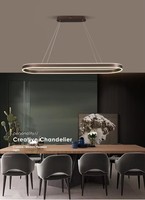 Lustre de salle à manger Simple moderne et noir café maison lampe de Table ovale nordique longue bande lustre de bureau