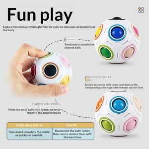 Cubo de Bolas Arcoíris, Juguete Educativo de Plástico para Niños <span class=keywords><strong>y</strong></span> Niñas de 3 a 14 Años, Fútbol de Dedos, <span class=keywords><strong>Juego</strong></span> de Destreza Mental - Product Image 5