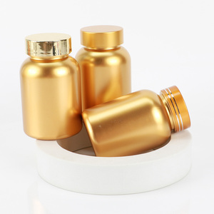 Customized Gold Electroplating PET Plastic Capsule Container Empty <b>Bottle</b> 130ML for Health Products with Screw Cap - Product Image 2