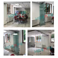 Porte pliante télescopique sans cadre en verre, quincaillerie en acier inoxydable, grande porte accordéon panoramique pour véranda, balcon, patio, intérieur
