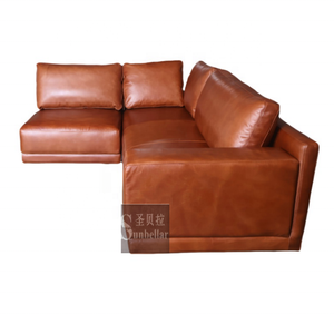 Offre spéciale canapé modulable haut de gamme en forme de L vintage marron en cuir véritable salon canapé d'angle design classique appartement club - Product Image 4