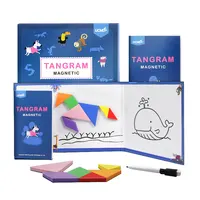 教育玩具カラフルなプラスチックエヴァフォームマグネットタングラムジグソーパズル赤ちゃんのおもちゃパズルゲーム子供のための磁気タングラム