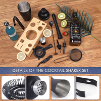 Ensemble de shaker à cocktails moderne en acier inoxydable noir de 8 pièces, kit de barman, capacité de 750 ml, personnalisable