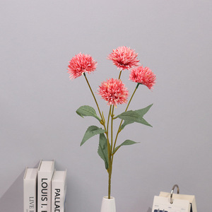 Flores Artificiales de Seda, Crisantemo de 4 Cabezas, Bola de Diente de León, Decoración para el Hogar, Bodas, San Valentín, Estilo Moderno Hecho a Mano - Product Image 6