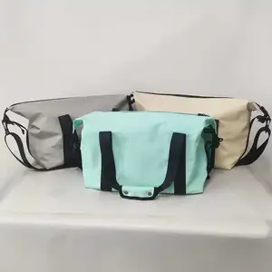 Sac de voyage unisexe en cuir PU pour femmes, fourre-tout, fermeture à glissière, bagage de rangement avec logo personnalisé écologique