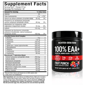 Fournisseur de poudre de complément alimentaire de santé, de marque privée OEM, complexe de vitamine B, <span class=keywords><strong>BCAA</strong></span>, <span class=keywords><strong>EAA</strong></span>, poudre de pré-entraînement - Product Image 2