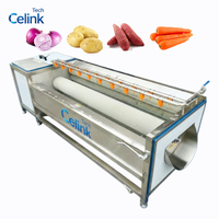Hoogcapaciteits aardappel schilmachine met borstelrollen, lage verliezen, automatische was- en schilmachine voor aardappelchipsfabrieken