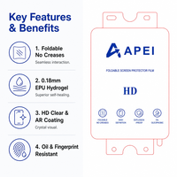 Film hydrogel EPU souple et pliable HD transparent sans bulles, personnalisé OEM, pour Apple iPhone Fold, pour iPhone 18 Fold, protection d'écran
