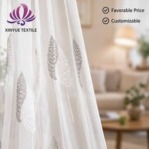 Rideaux de luxe modernes personnalisables brodés, anti-accroc, légers, 100 % polyester, toutes saisons, pour salons et hôtels, vente en gros - Product Image 2