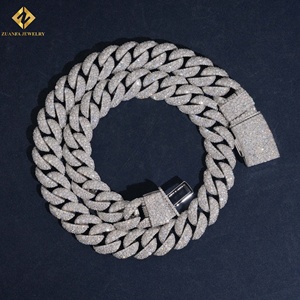 Collar de Cadena Cubana para Hombre, Plata 925, Bañado en Rodio, con Moissanita, Estilo Hiphop, Precio de Fábrica - Product Image 1