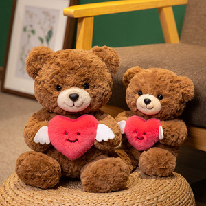 Boneka Beruang Plush Hadiah Valentine Custom Logo Pabrik OEM Dengan Hati Merah, Hadiah Hari Ibu, Mainan Hewan Boneka Valentine Lembut - Product Image 4