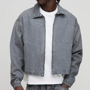 Giacca in Denim personalizzata da <span class=keywords><strong>uomo</strong></span> inverno Vintage Outdoor oversize Plus Size Varsity strass con strass <span class=keywords><strong>Jeans</strong></span> giacca in Denim per <span class=keywords><strong>uomo</strong></span> - Product Image 1
