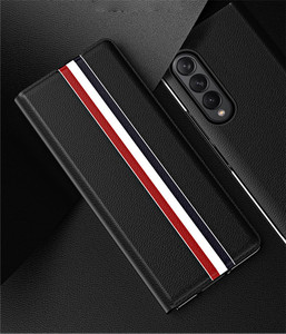 Étui de téléphone portable en cuir pliable anti-rayures antichoc PC housse de protection arrière de téléphone portable pour Samsung Galaxy <span class=keywords><strong>Z</strong></span> <span class=keywords><strong>Fold</strong></span> 3 <span class=keywords><strong>4</strong></span> - Product Image 1