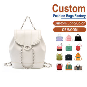 Sac à dos en cuir véritable blanc crème avec chaîne, en cuir de vachette pleine fleur, sangles métalliques argentées, fermeture à boucle, léger, antivol, pour femme, OEM - Product Image 1