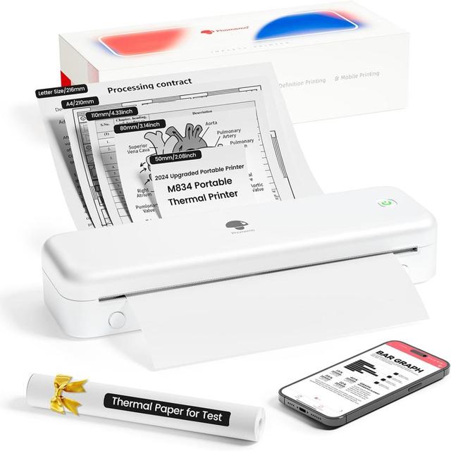 2024 NEW Phomemo M834 300dpi Mini Printer Portable Thermal Printer Wireless A4 Printer for Home Office