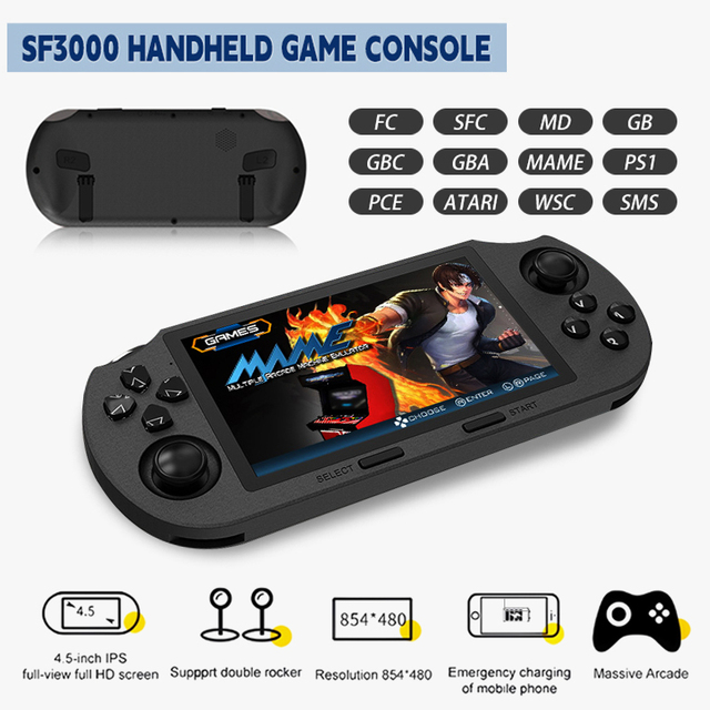 Sf3000 Android OS Handheld Game Console 4.5 Inch Touch Screen 3000mAh Battery Support Otg Gamepad Video Music Portable Christmas