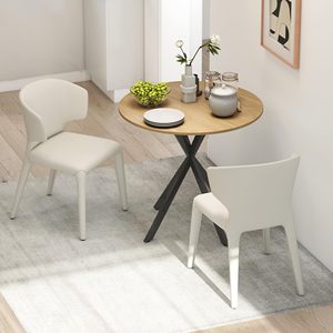 Table à manger ronde en bois de bouleau SENYU avec base trépied noire, design minimaliste moderne, meuble de maison stable - Product Image 2