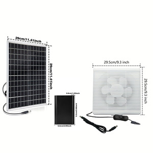 แผงโซลาร์เซลล์พร้อมพัดลม 20W 12V พัดลมระบายอากาศแบบแกนสำหรับเรือนกระจก ห้องใต้หลังคา โรงเรือนเลี้ยงไก่ บ้านสุนัข - Product Image 2