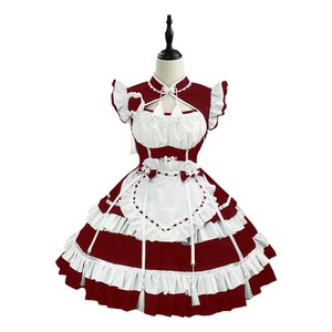 Chinese Maid Lolita Dress Black Burgundy Polyester Cosplay Costume For Anime Role Play Spring 2025 - Product Image 5