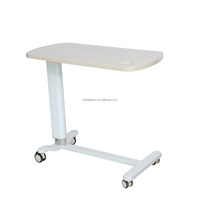 Table de lit en acier durable, réglable en hauteur, avec 4 roues et base en U, pour personnes âgées, handicapées, usage domestique, hospitalier et de réadaptation