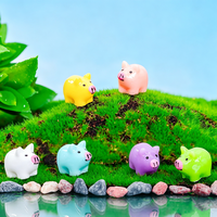 Mini figurines d'animaux de dessin animé, mini cochon mignon en résine, artisanat en résine, bricolage, mini ornement de jardin féerique, décoration mignonne pour la maison