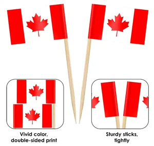 Palillos de Dientes Decorativos de Papel y Bambú con Bandera de Canadá de 2.5*3.5cm, Impresión Personalizada para Alimentos - Product Image 2