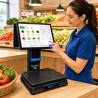 Caisse enregistreuse, terminal de point de vente, système tout-en-un, double écran, écran tactile capacitif 15,6 pouces, balance intégrée, imprimante intégrée