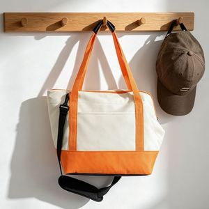 Striped Handle Cotton <b>Canvas</b> Tote Bag Custom Logo Large Capacity Reusable Shopping <b>Beach</b> Gift Handbag with Shoulder Strap - Product Image 5