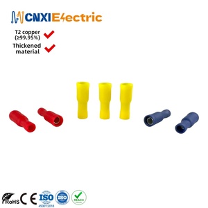 Cnxi frd AWG22-16 đỏ thiết bị đầu cuối điện đồng thau nhanh chóng ngắt kết nối PVC tin mạ cách điện <span class=keywords><strong>Bullet</strong></span> nữ uốn dây Lugs - Product Image 1