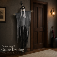 Décoration d'Halloween suspendue SIPKLR 35'' - Squelette effrayant, sorcière, fantôme - Décoration pour maison hantée, fête, jardin