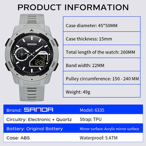 Reloj Digital Luminoso a Prueba de Agua Sanda 6335 con Alarma, Reloj de Pulsera Universal para Correr y Ciclismo - Product Image 2