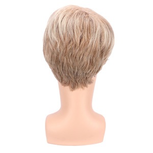 Nuove Parrucche da Uomo per il Commercio Internazionale, Marrone-oro, con Riga Laterale, Capelli Corti Lisci, alla Moda, Affascinanti, Sintetiche, Realizzate a Macchina, con Cappuccio - Product Image 5