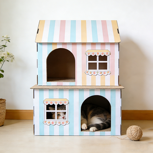 कस्टम 2-इन-1 बड़ी क्षमता बहु-कार्यात्मक आधुनिक यात्रा बिल्ली घर नालीदार कागज पहनने-प्रतिरोधी गैर-क्रंब खरोंच-प्रमाण - Product Image 4