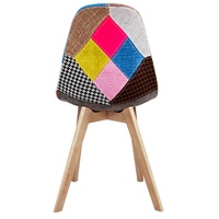 Chaise de salle à manger patchwork en promotion avec pieds en bois, design moderne, fonction rafraîchissante pour la maison, le bureau et la cave à vin