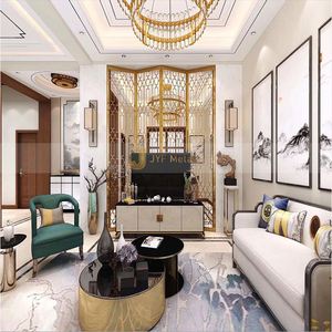 JYFMETAL LL62 Hotel Restroom Interior Full Welding Highly Polished Gold <b>Mirror</b> Stainless Steel Translucent Waterproof Movable - Product Image 6