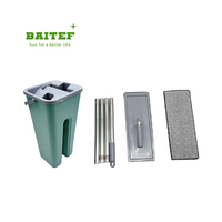 Seau de nettoyage d'eau en microfibres personnalisé OEM vadrouille plate rotative à 360 ° facile à nettoyer à la maison ensemble de seaux à poteau en acier pliable