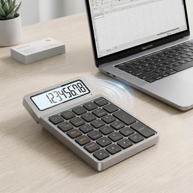 Bluetooth 2.4G Dual Mode Wireless Numeric Keypad Rechargeable Number Pad with LCD Display for Laptop Financial Accounting