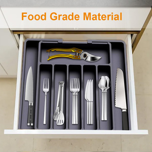 Khay chia ngăn kéo dao kéo bằng nhựa có thể điều chỉnh, hộp đựng đồ dùng bằng bạc, dụng cụ ăn uống, khay đựng đồ dùng nhà bếp có thể mở rộng - Product Image 3