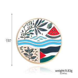 ファッション メタル ブローチ パレスチナ 平和のシンボル エンブレム ブローチ 竹の葉 スイカ 川 ピン 男性 女性向け ギフト 宝物 - Product Image 5