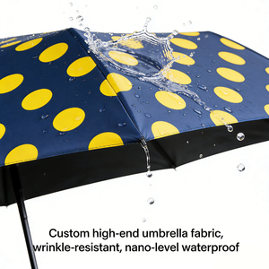 Parapluie de voyage léger et portable, pliable en 5 sections, 6 baleines, avec protection UV, logo personnalisé couleur Wave Point, directement de l'usine - Product Image 2