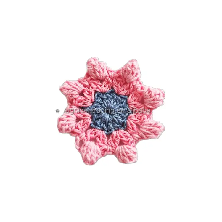 OEM Handmade Crochet Flowers Petals Craft Sewing Knitted Decoration Garniture Crochet Rose Pattern Patch