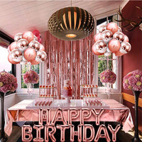 Enfants bébé joyeux anniversaire thème fête décoration ballon rose or noir ballon ensemble kit