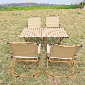 Table pliante d'extérieur moderne et légère avec finition grain métallique pour le camping, le barbecue et les repas - Product Image 2