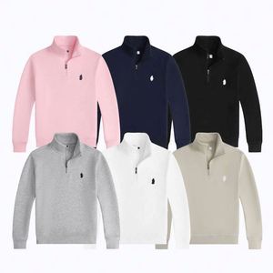 Sweat-shirt décontracté pour homme de marque de luxe de haute qualité, avec col montant à demi-zip, broderie Ralphes, en tricot - Product Image 1