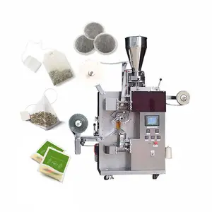 ماكينة تعبئة أكياس الشاي بشكل هرمي مثلث آلية لتعبئة أكياس الشاي بالألياف الذكية والنايلون والحرير