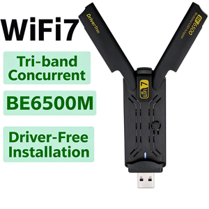 ไวไฟ 7 BE6500 ไตรแบนด์ USB อะแดปเตอร์ไวไฟ 6500Mbps USB3.0 การ์ดเครือข่ายไร้สายไดร์เวอร์ฟรีสำหรับวินโดวส์ 10/<span class=keywords><strong>11</strong></span> พีซีแล็ปท็อป - Product Image 1